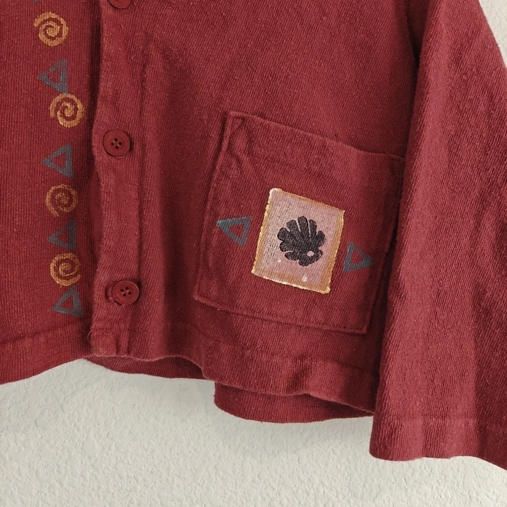 Blue Fish Vintage RARE Girls Size 1 Button Up Fish Hand Printed Jacket Snail